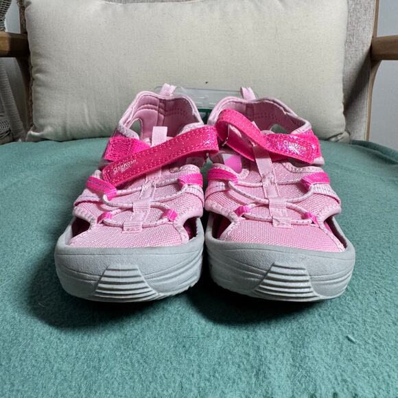 Oshkosh Sandals Toddler 12 Pink Glitter NWT Adjustable Machine Washable Play - Picture 2 of 5
